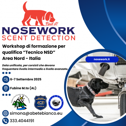 Nosework scent detection - workshop fubine 2025