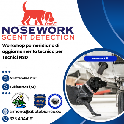 Nosework scent detection -aggiornamento tecnici fubine 2025